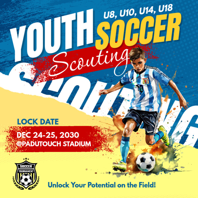 Scouting Post Grunge Youth Soccer Scouting Instagram Post Template | PosterMyWall