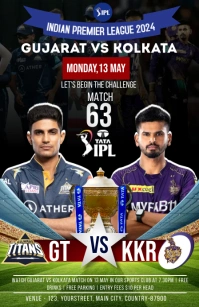 Gt vs Kkr ipl match Poster Template Tabloid