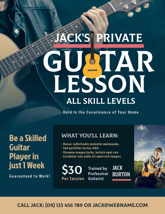 Guitar Lesson Flyer Template PosterMyWall