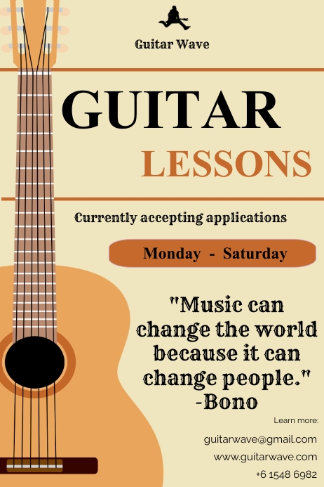 Plantilla de Guitar Lesson Poster | PosterMyWall