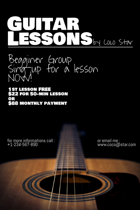 Guitar Lesson Template Postermywall