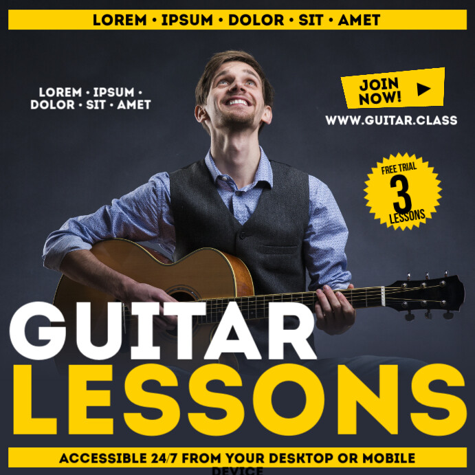 Lessons Banner Copy of GUITAR LESSONS BANNER | PosterMyWall