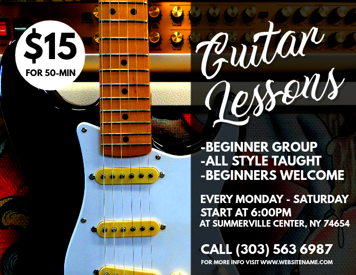 Guitar Lessons Flyer Рекламная листовка (US Letter) template