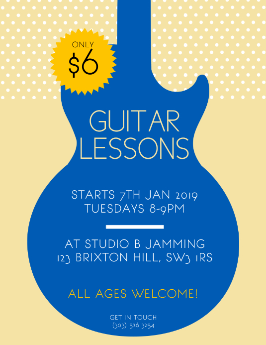 Guitar Lessons Flyer Template PosterMyWall