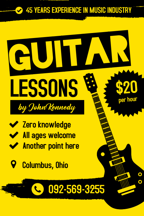 Guitar Lessons Poster Template PosterMyWall