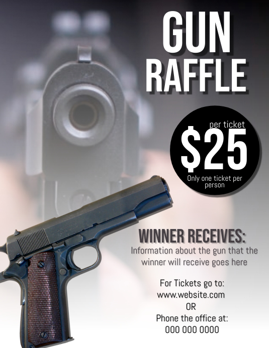 Gun Raffle Flyer Template Løbeseddel (US Letter)