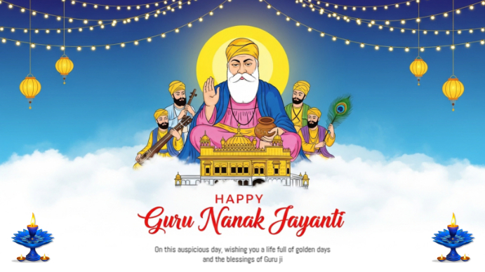 Guru Nanak Jayanti Banner Template Display digitale (16:9)