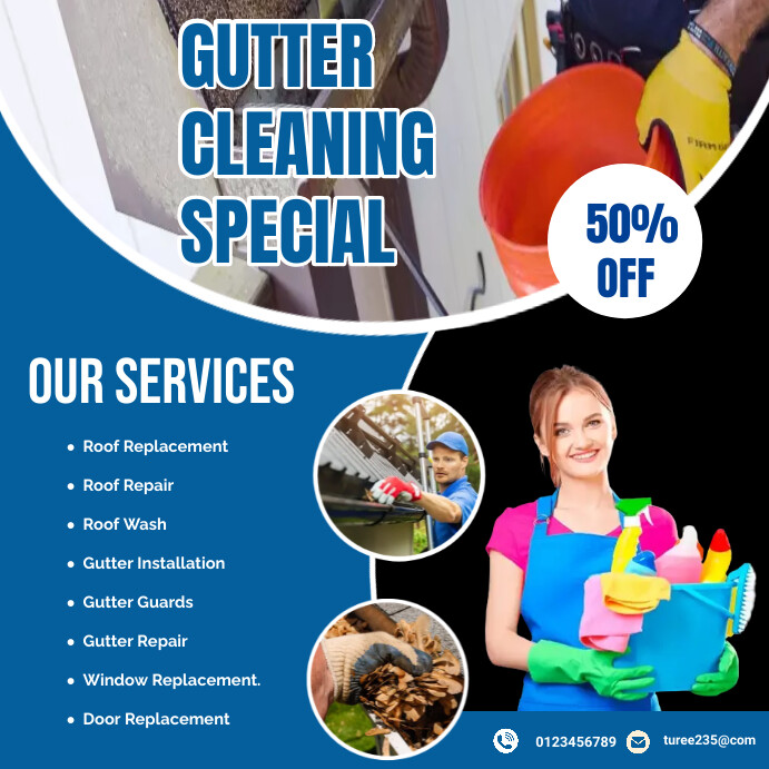 gutter cleaning flyers Template | PosterMyWall