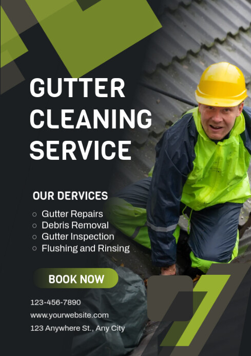 Gutter Cleaning Services Ad Template Design A4