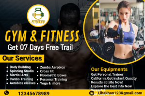 gym & fitness FLYER Etykieta template