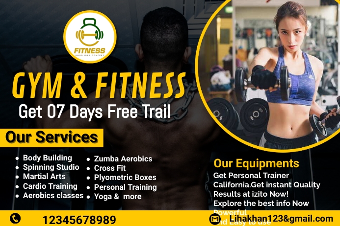 gym & fitness FLYER Etykieta template