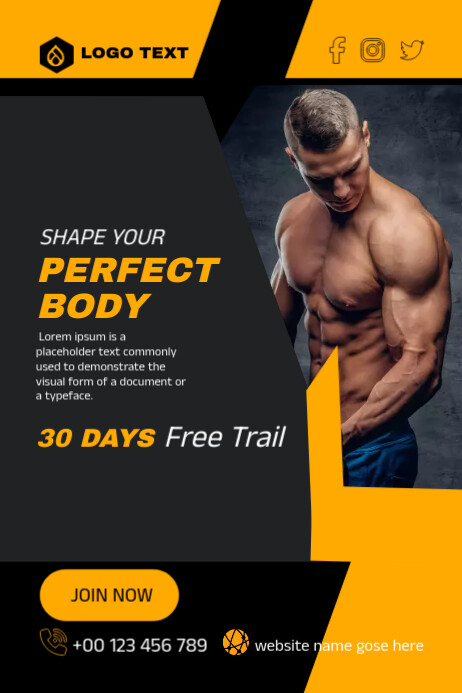 Gym and fitness poster Template | PosterMyWall