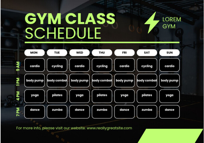 Gym Class Schedule Ads A5 template