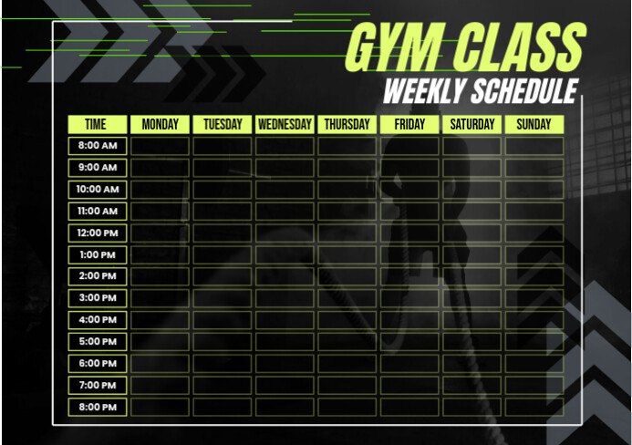 Gym Class Weekly Schedule A5 template