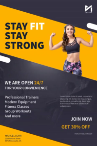 Yellow Grey Modern Gym Fitness Membership Promo Video Poster template