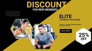 Gym Fitness template post Цифровой дисплей (16 : 9)