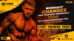 สีดำ Fitness Promotion Digitalt display Template