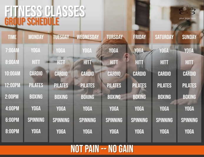 Gym group class schedule Template | PosterMyWall