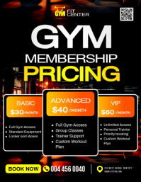 สีดำ Gym Membership Pricing Pamflet Template