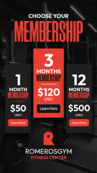 Gym Membership Pricing Instagram Story Ad Video template