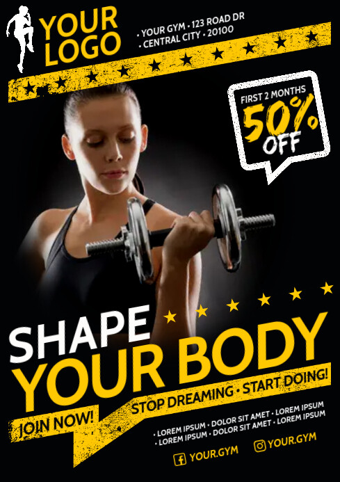 Bodybuilding Background Gym Poster Design - nacionefimera