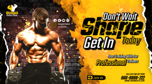 gym poster design Pantalla Digital (16:9) template