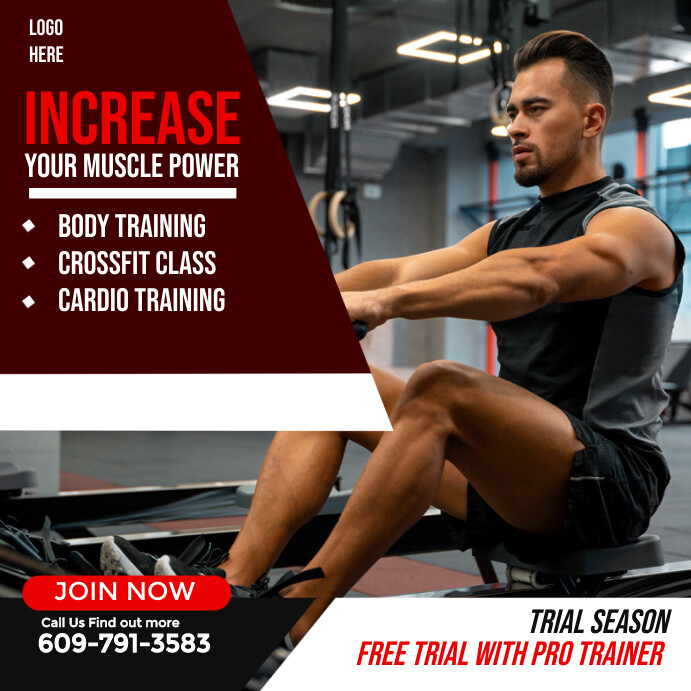Gym social media design ad Publicação no Instagram template