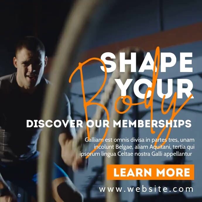 gym video banner advertisement Instagram Post template