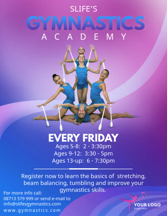 Gymnastics academy coaching service flyer Template PosterMyWall