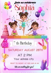 Gymnastics Birthday Party A4 template