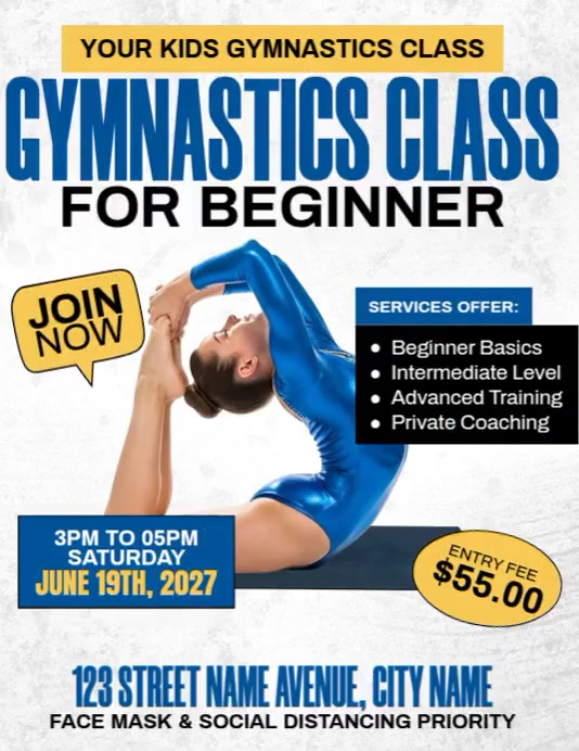 Gymnastics Class Flyer (US Letter) template