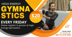 Gymnastics clinic advertisement banner Gambar Bersama Facebook template
