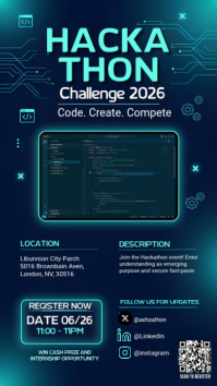 Hackathon Event Flyer Template – Tech Coding Challenge PosterDigital Display