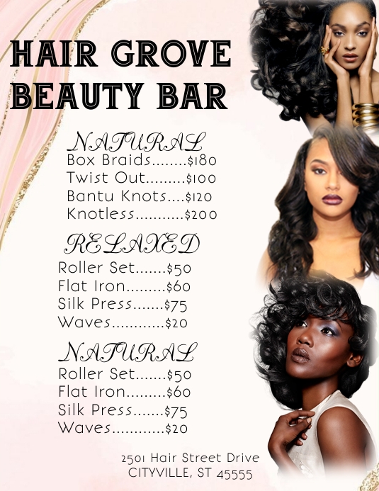 Hair beauty salon shop price list Template PosterMyWall