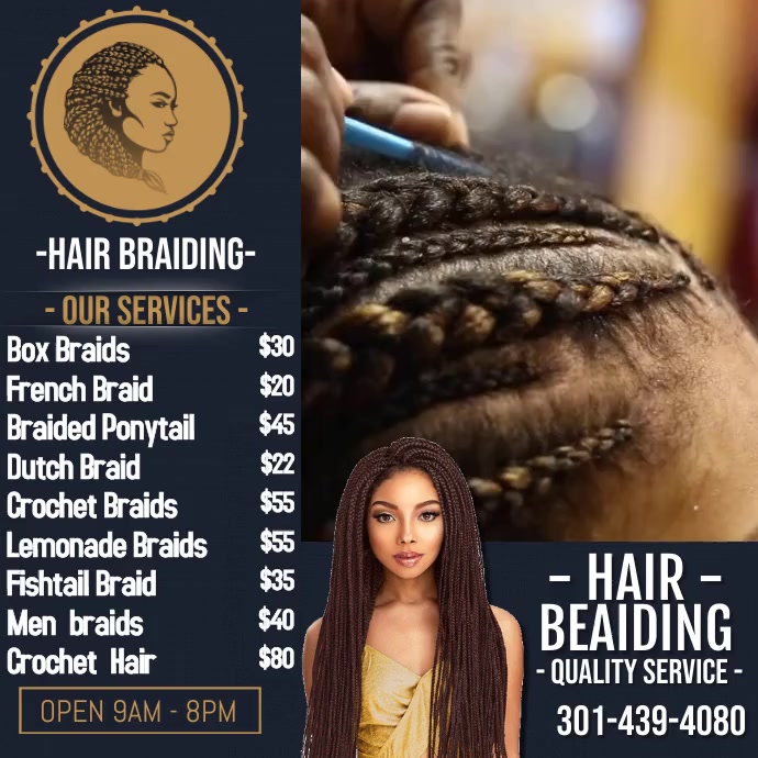 Hair Braiding โพสต์บน Instagram template