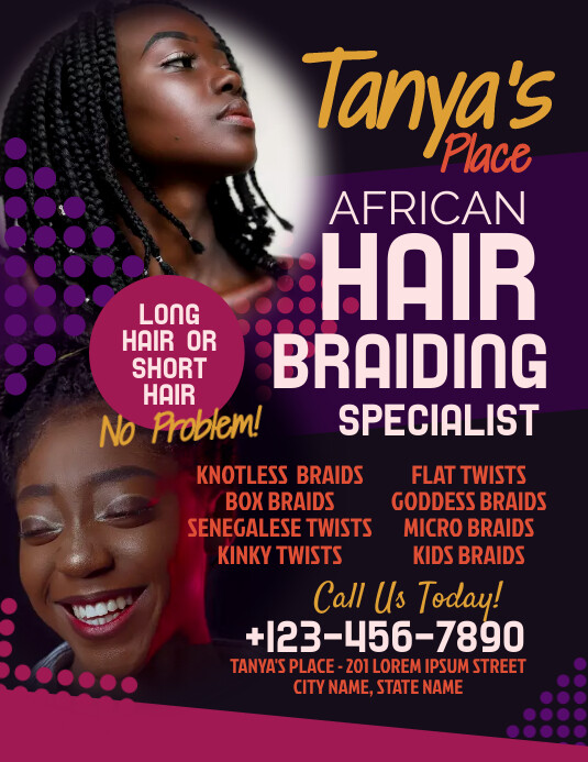 Hair Braiding Flyer Template PosterMyWall Hair Braiding Flyer Template PosterMyWall