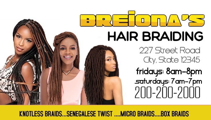 Hair braiding weave business card Ikhadi Lebhizinisi template