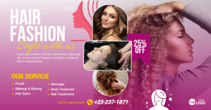 Pink Hair Fashion Event Facebook Event Cover Template