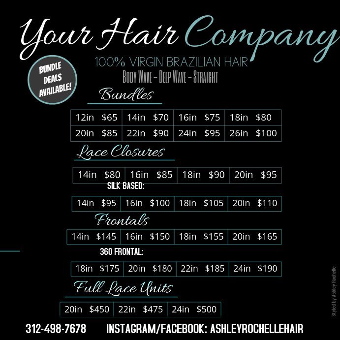 Hair Price List Publicação no Instagram template