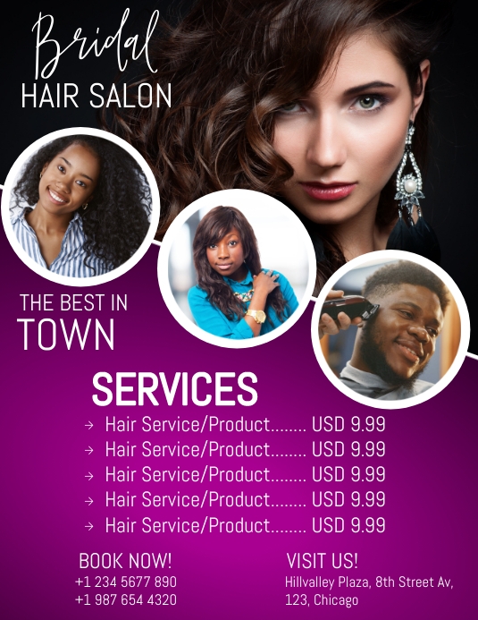 hair salon flyer Рекламная листовка (US Letter) template