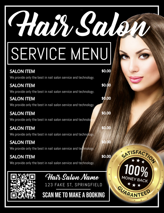 Copie de Hair Salon Service Menu Poster PosterMyWall
