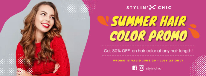 Hair Salon Summer Promo Banner Facebook-coverfoto template