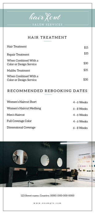 Hair Salone Price List Rack Card Template