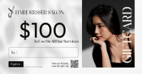 Hairdresser Gift Card - $100 Hair Salon Voucher - Minimalist Aesthetic Beauty Certificate delt Facebook-billede template