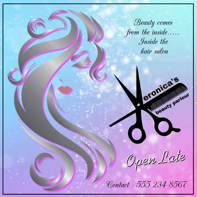 Hairdressing Open Late Square (1:1) template
