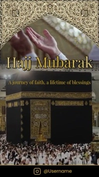 Hajj Mubarak Islamic Greeting Card with Sacred Kaaba View Reel de Instagram template