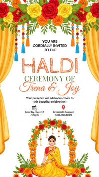 White Haldi Ceremony Invitation Instagram Story Template
