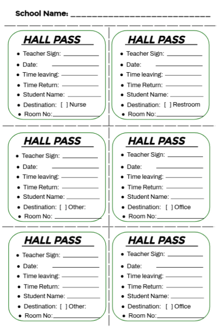 Hall Pass Printable Free Interactive Notebook Hall Pass | Math = Love