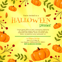 Yellow Halloween Dinner Instagram-opslag Template