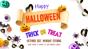 halloween, drive-thru trick or treat Digitalt display (16:9) template
